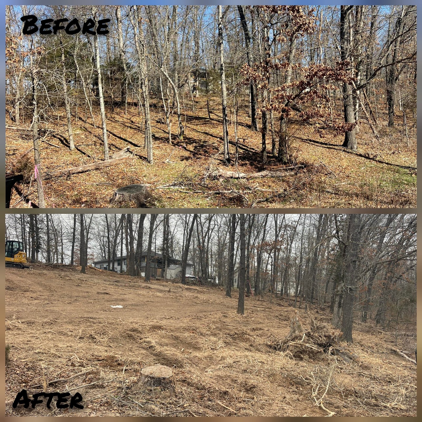 Before and after picture of a field.